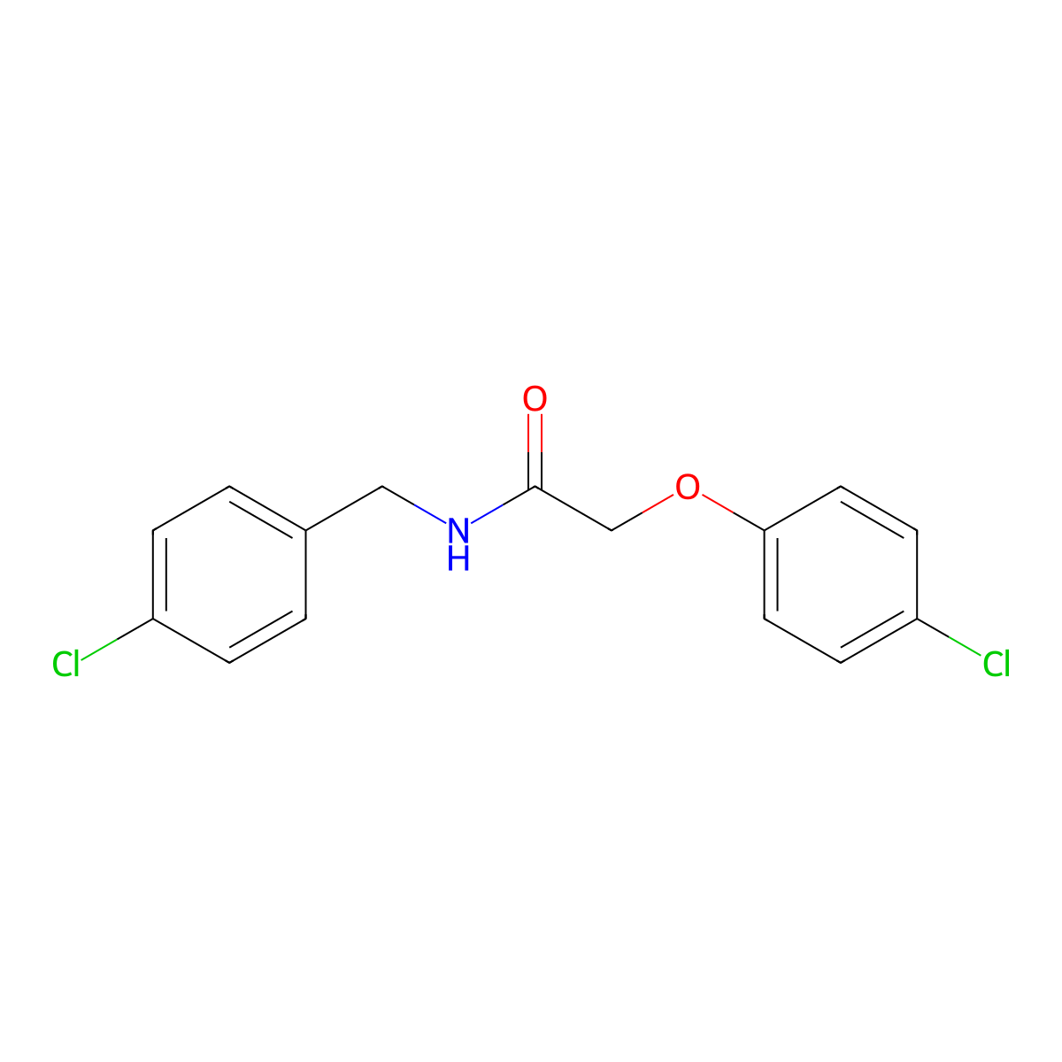 N-(4-chlorobenzyl)-2-(4-chlorophenoxy)acetamide molecular structure, CAS 24727-36-4