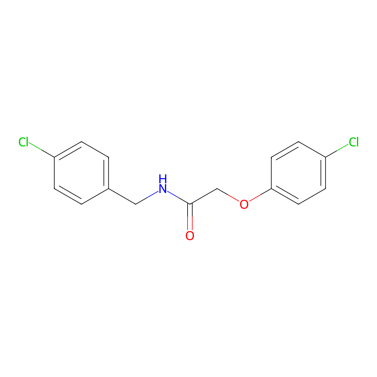 N-(4-chlorobenzyl)-2-(4-chlorophenoxy)acetamide molecular structure, CAS 24727-36-4