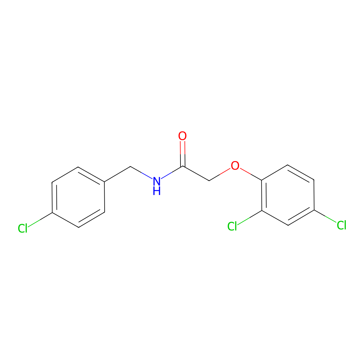 N-[(4-chlorophenyl)methyl]-2-(2,4-dichlorophenoxy)acetamide molecular structure, CAS 24727-37-5