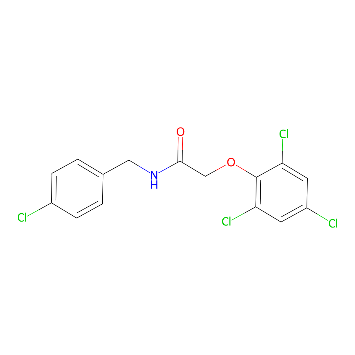N-[(4-chlorophenyl)methyl]-2-(2,4,6-trichlorophenoxy)acetamide molecular structure, CAS 24727-40-0