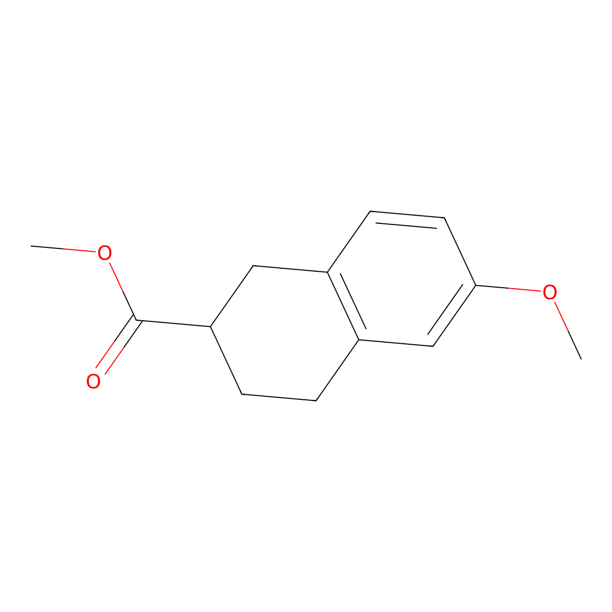 Methyl 6-methoxy-1,2,3,4-tetrahydronaphthalene-2-carboxylate molecular structure, CAS 2473-19-0