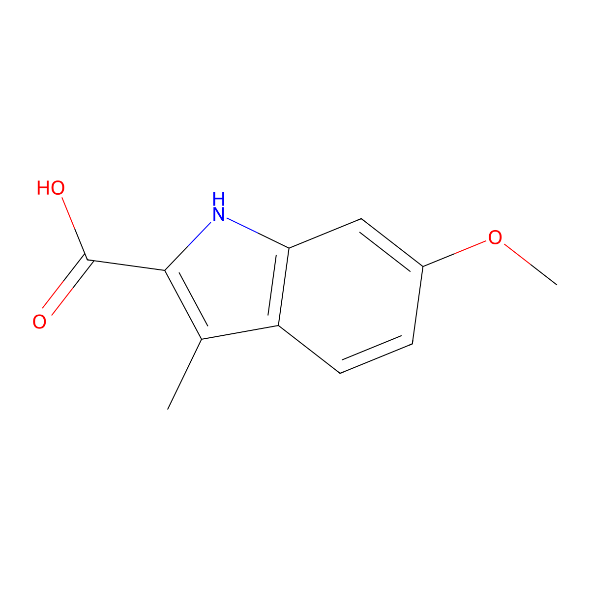 6-methoxy-3-methyl-1H-indole-2-carboxylic acid molecular structure, CAS 2473-98-5