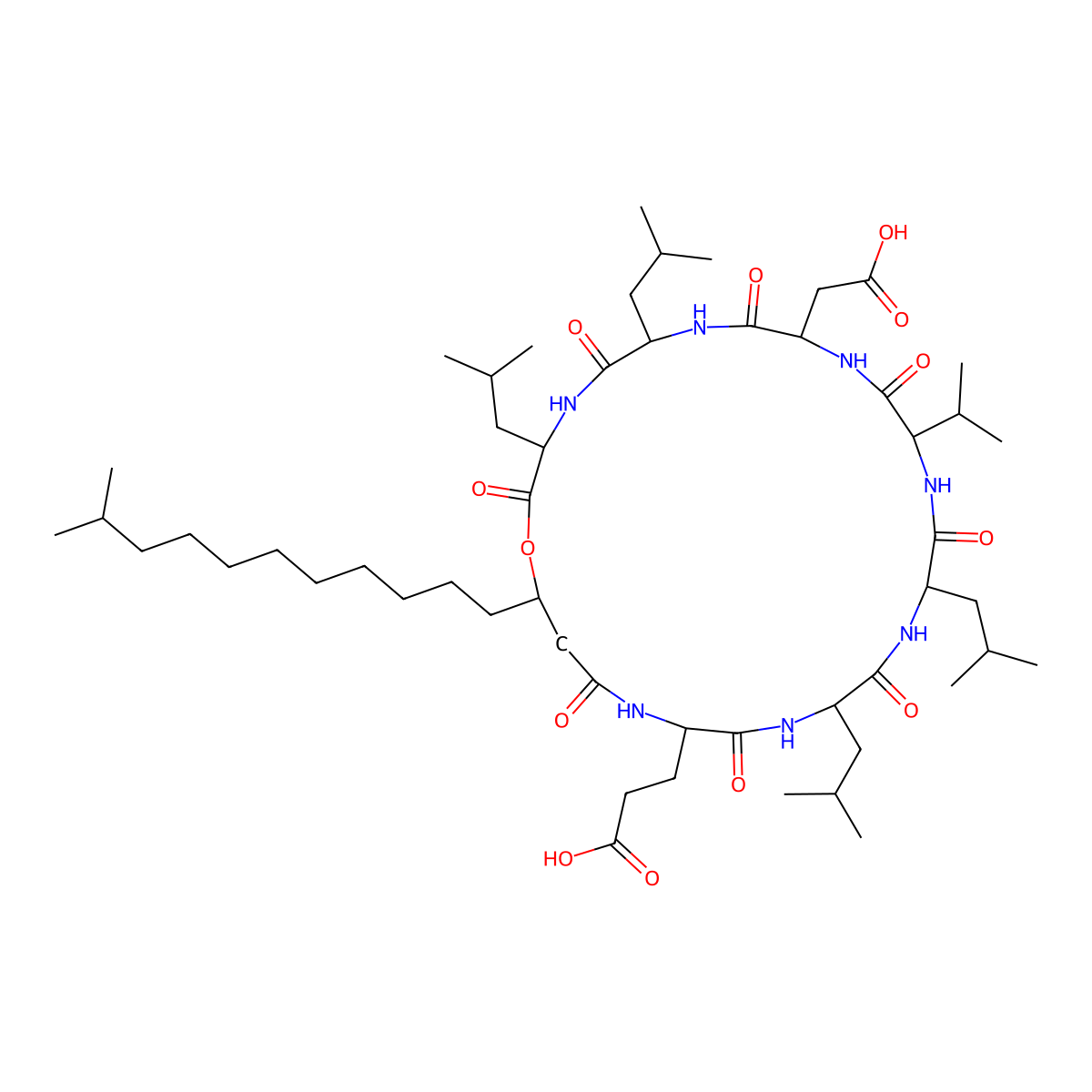Surfactin molecular structure, CAS 24730-31-2