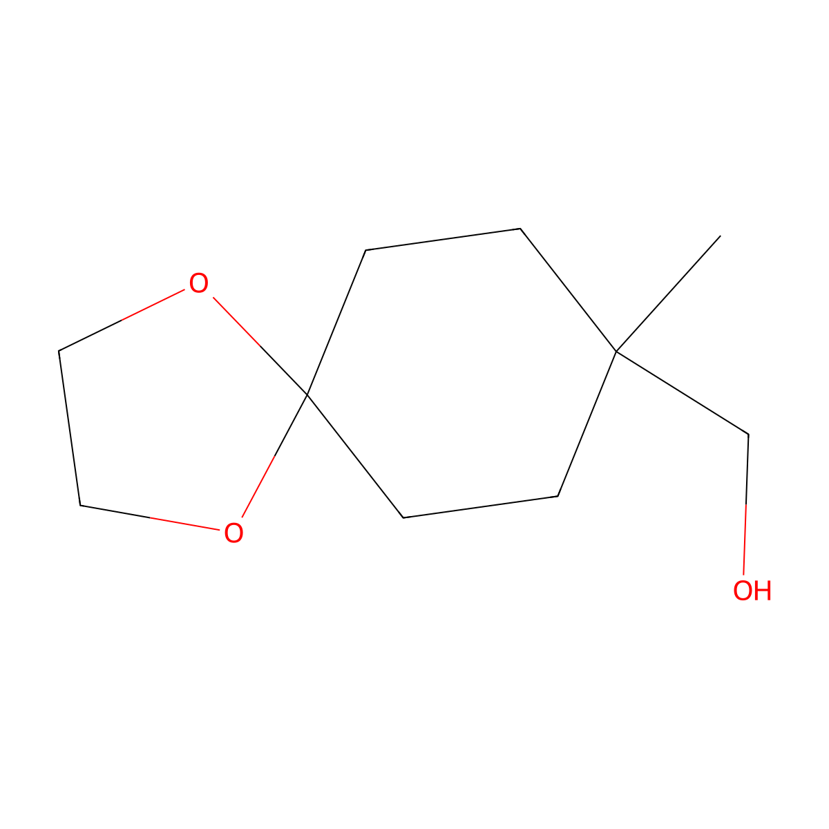 (8-Methyl-1,4-dioxaspiro(4.5)decan-8-yl)methanol molecular structure, CAS 24730-89-0