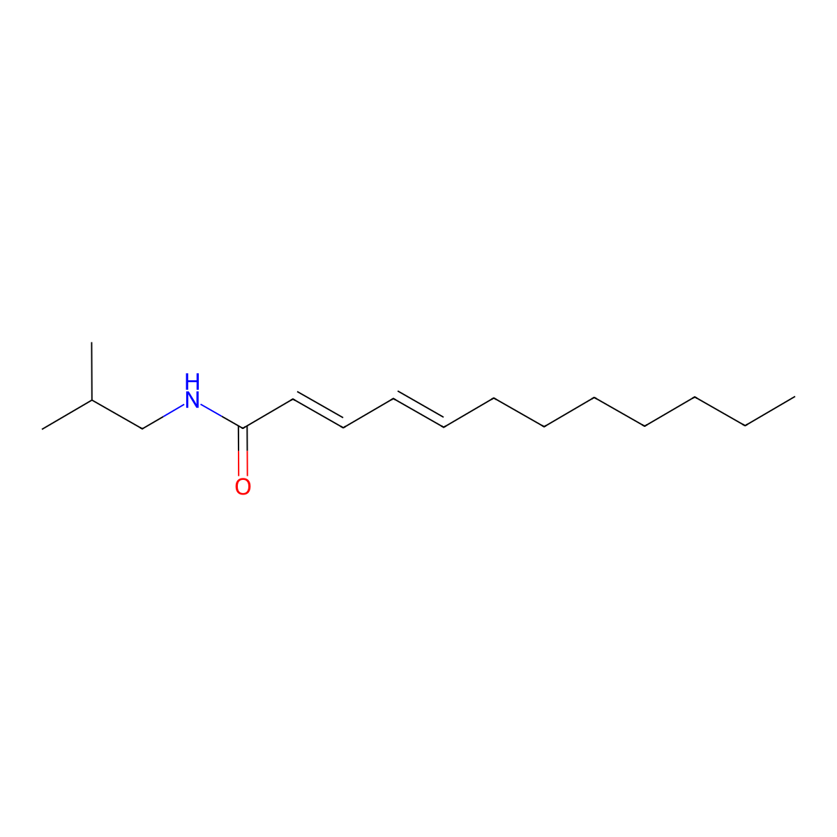 Dodecatetraenoic acid isobutylamide, (2E,4E)- molecular structure, CAS 24738-51-0