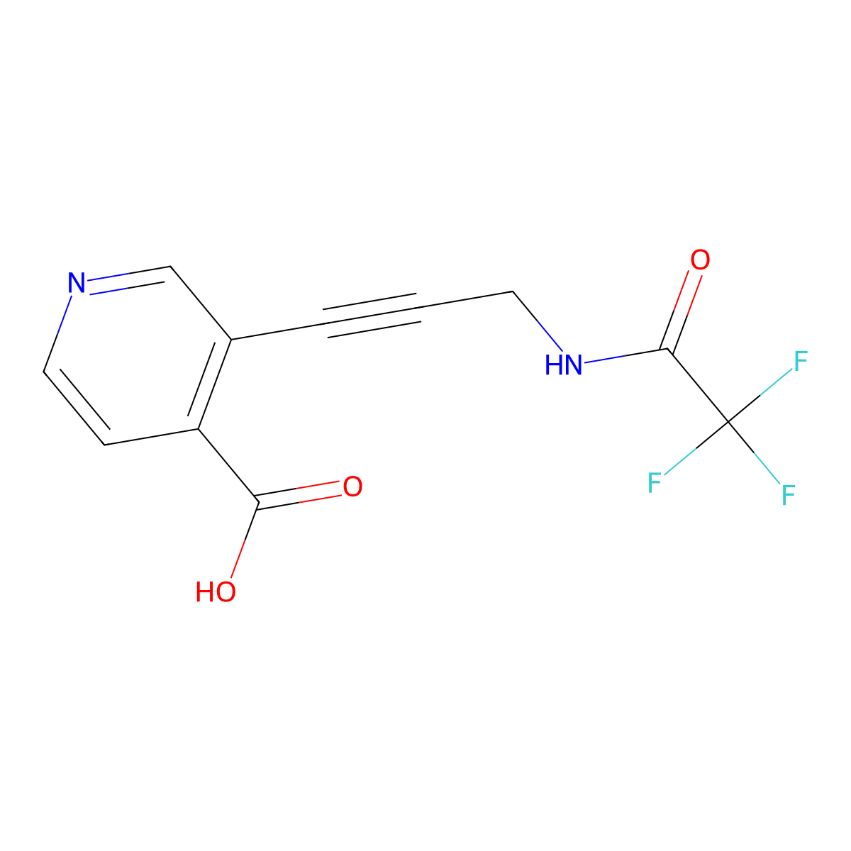 3-[3-(2,2,2-Trifluoroacetamido)prop-1-yn-1-yl]pyridine-4-carboxylic acid molecular structure, CAS 2473955-59-6
