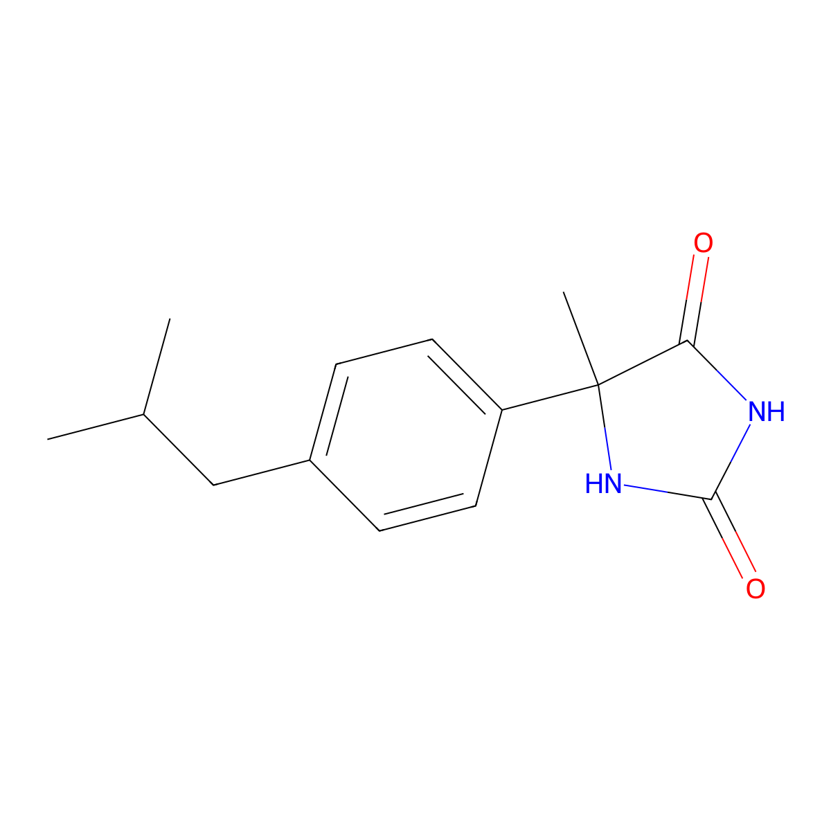 5-Methyl-5-[4-(2-methylpropyl)phenyl]imidazolidine-2,4-dione molecular structure, CAS 24740-09-8