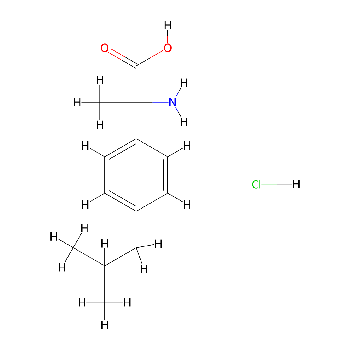 2-Amino-2-(4-isobutylphenyl)propanoic acid hydrochloride molecular structure, CAS 24740-13-4