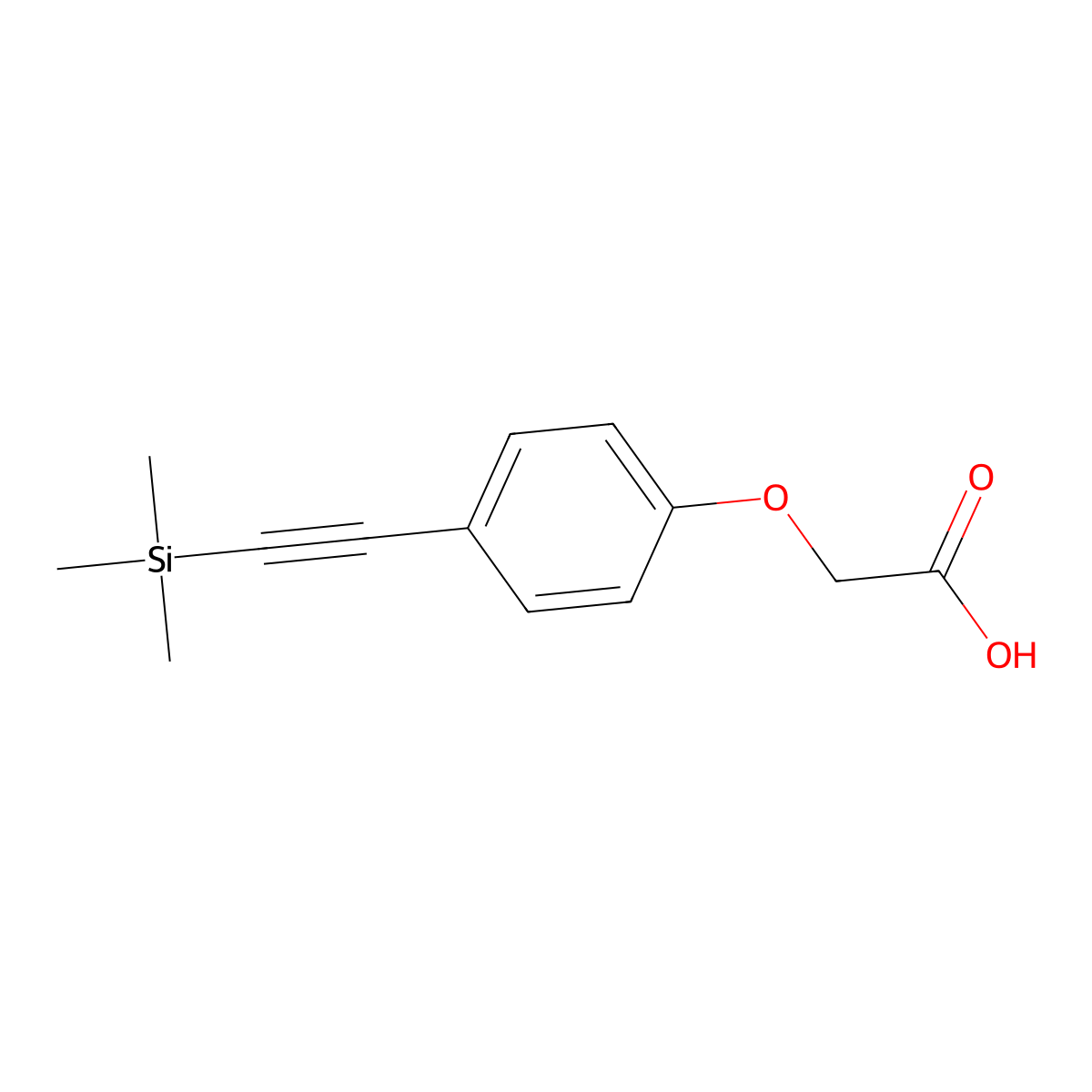 2-(4-((Trimethylsilyl)ethynyl)phenoxy)acetic acid molecular structure, CAS 2474702-96-8