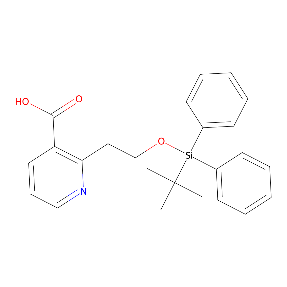 2-{2-[(Tert-butyldiphenylsilyl)oxy]ethyl}pyridine-3-carboxylic acid molecular structure, CAS 2474876-11-2