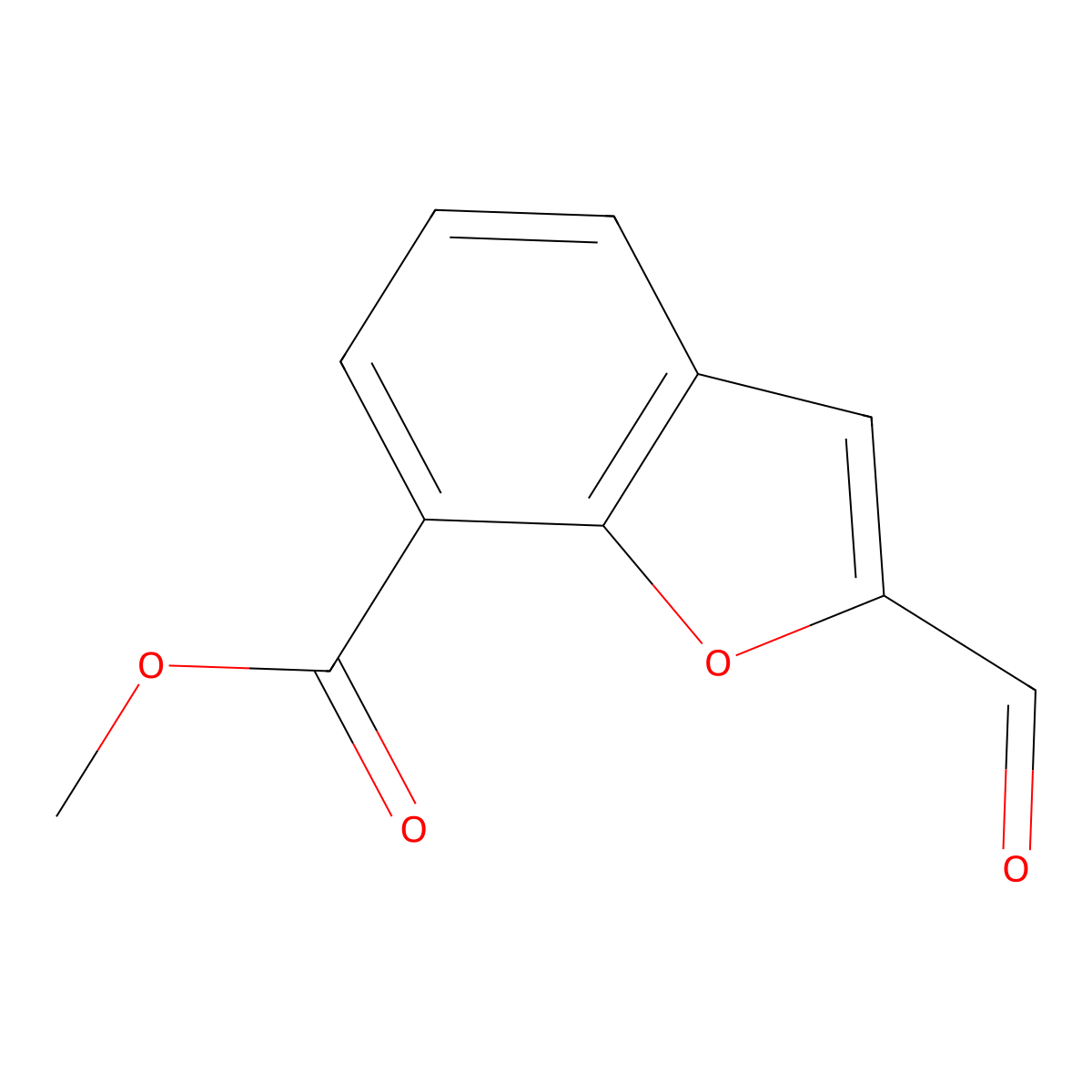Methyl 2-formyl-1-benzofuran-7-carboxylate molecular structure, CAS 2474925-81-8