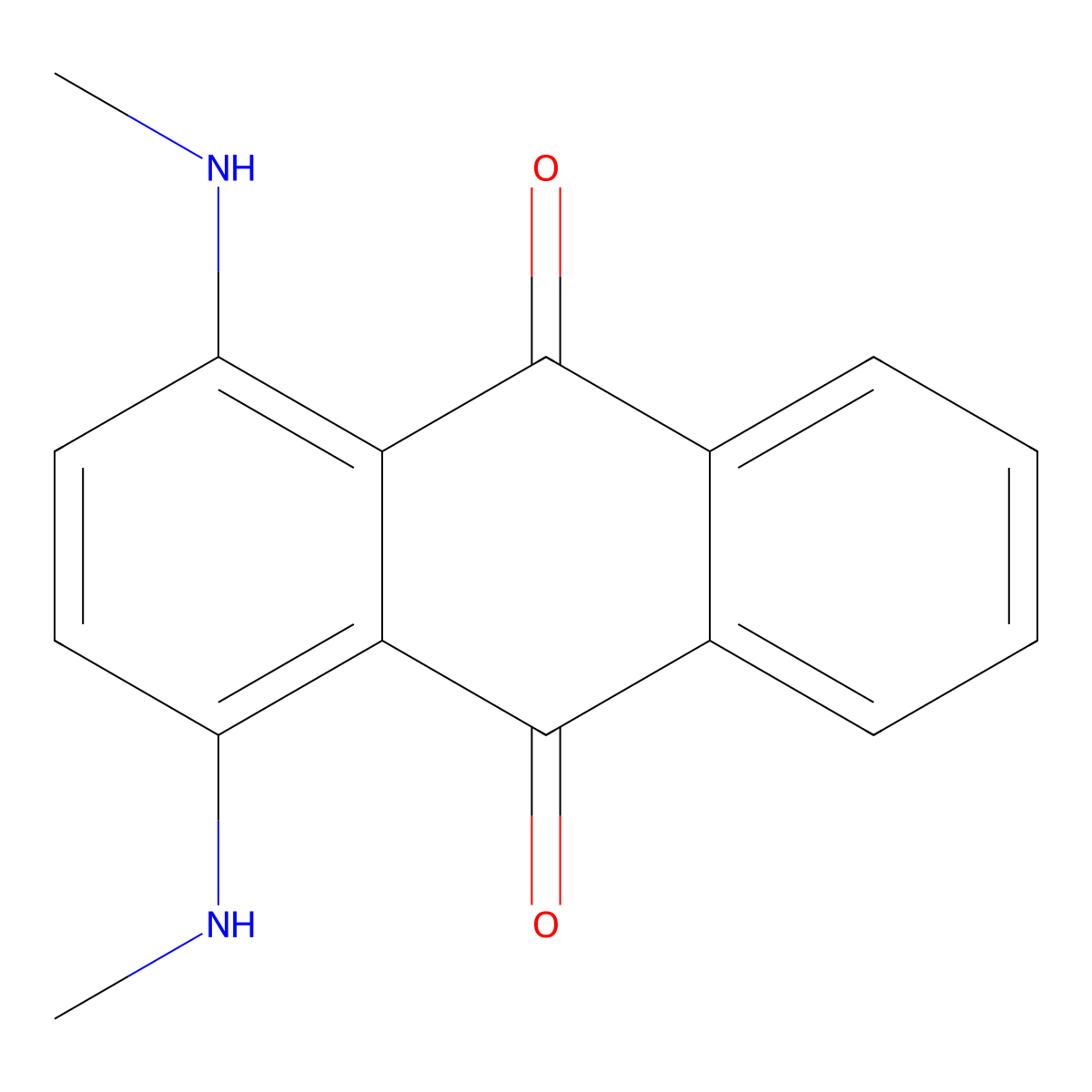 9,10-Anthracenedione, 1,4-bis(methylamino)- molecular structure, CAS 2475-44-7