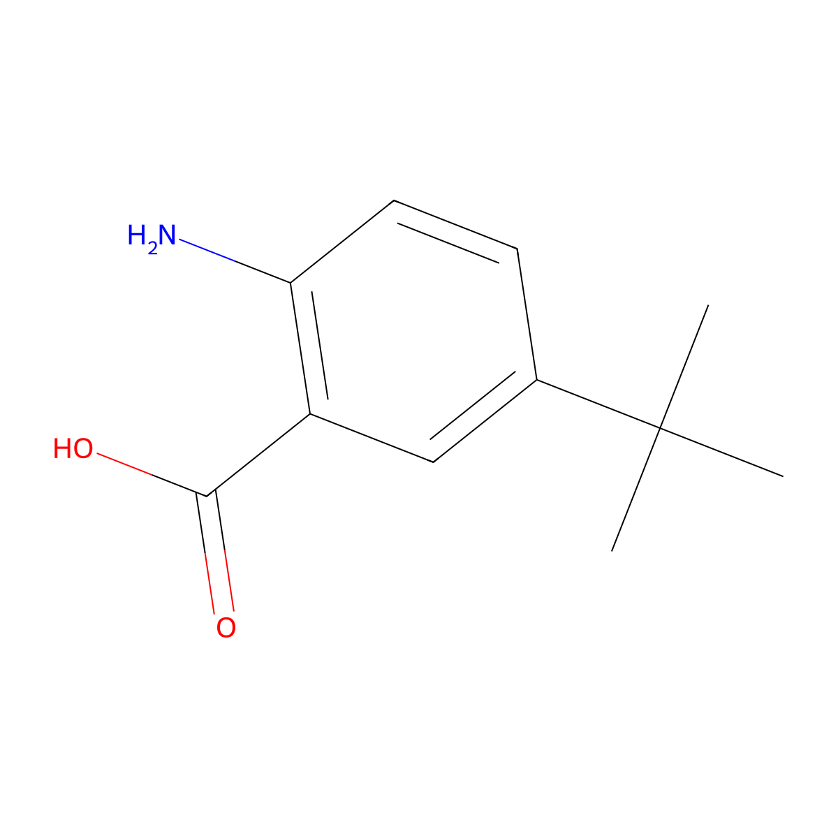 2-Amino-5-tert-butylbenzoic acid molecular structure, CAS 2475-77-6