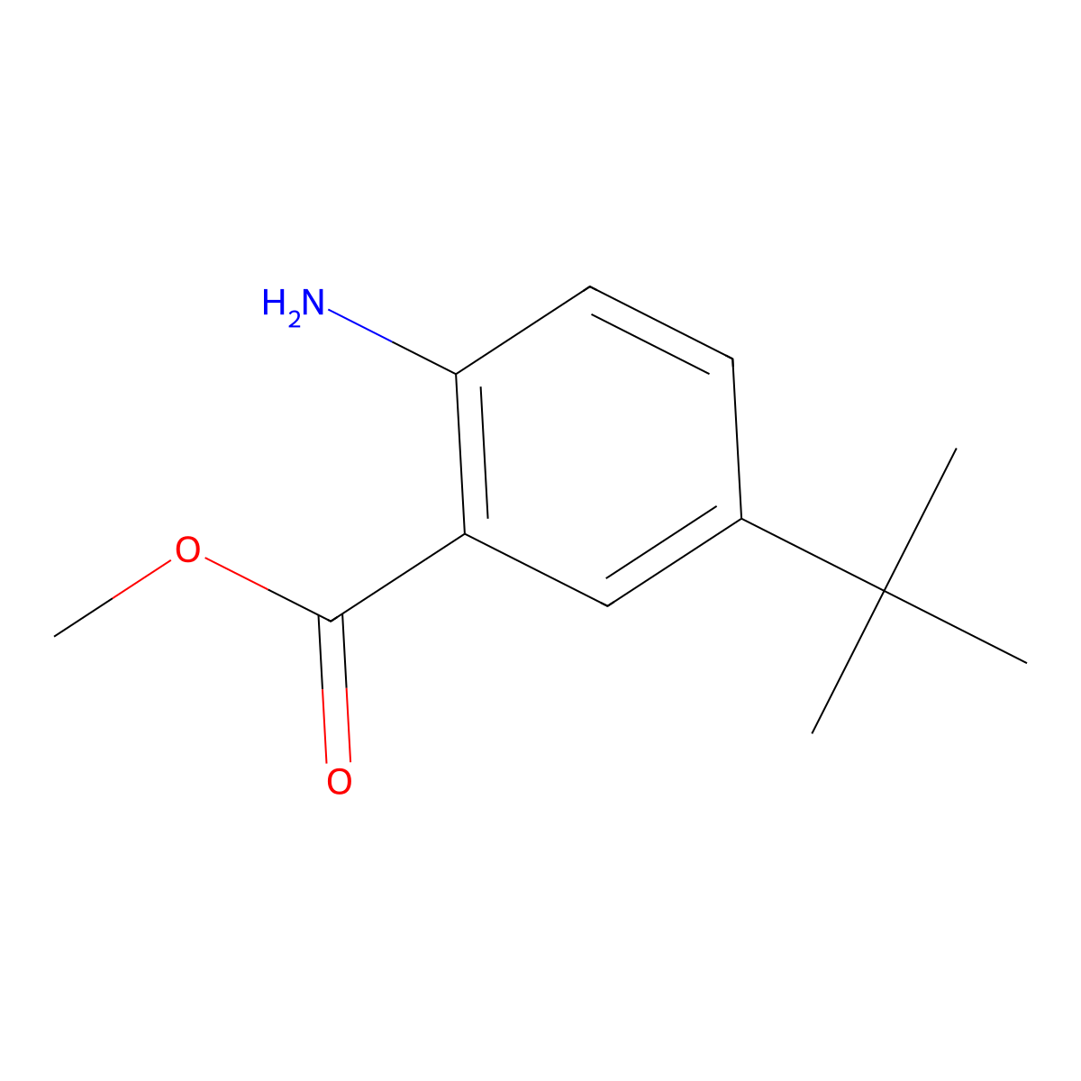 Methyl 2-amino-5-tert-butylbenzoate molecular structure, CAS 2475-79-8