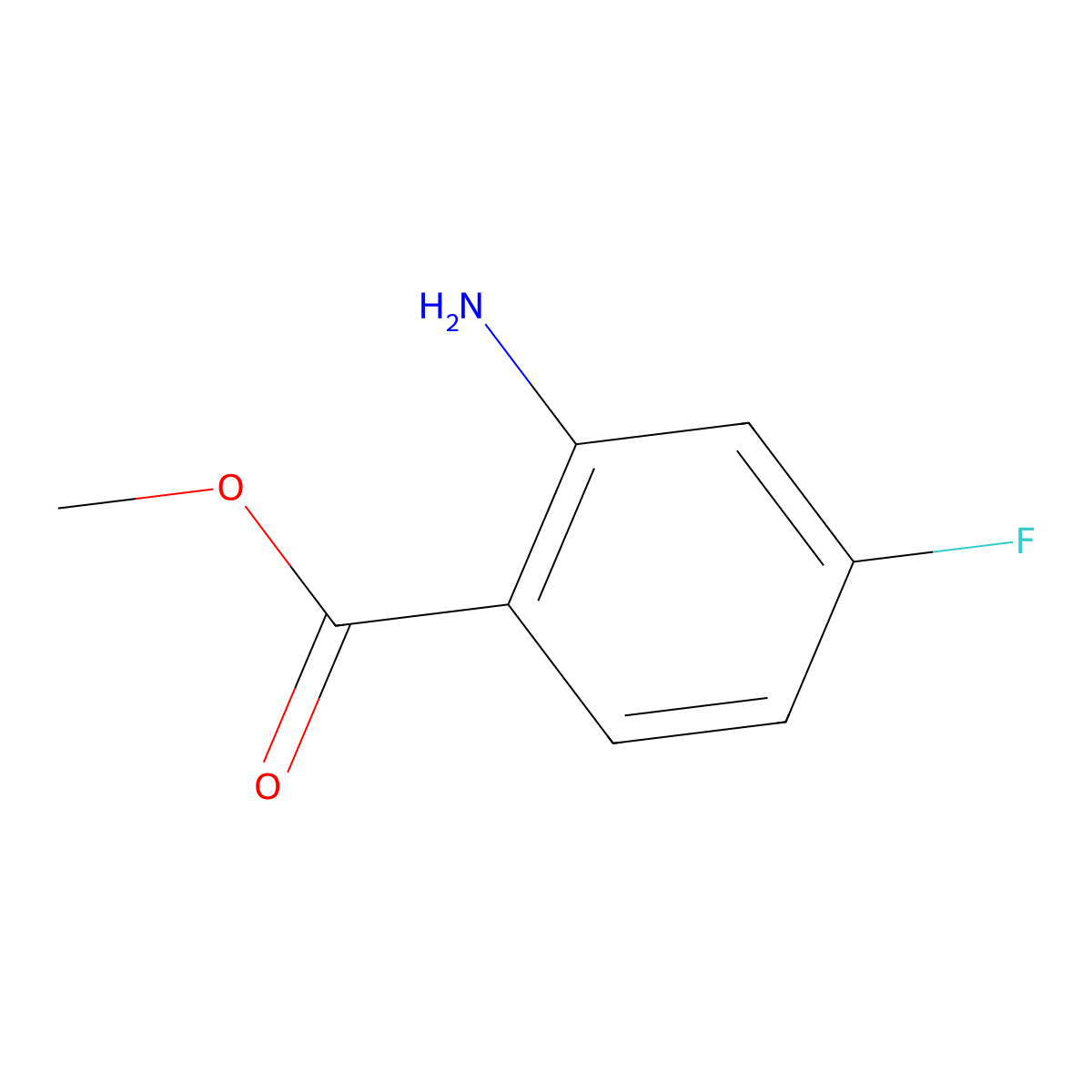 Methyl 2-amino-4-fluorobenzoate molecular structure, CAS 2475-81-2