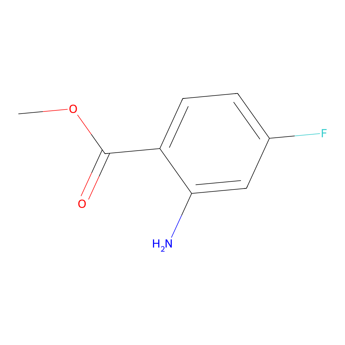 Methyl 2-amino-4-fluorobenzoate molecular structure, CAS 2475-81-2