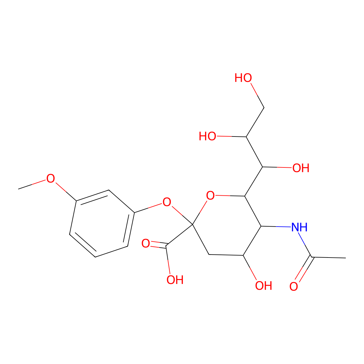 N-Acetyl-2-O-(3-methoxyphenyl)-alpha-neuraminic acid molecular structure, CAS 24751-40-4