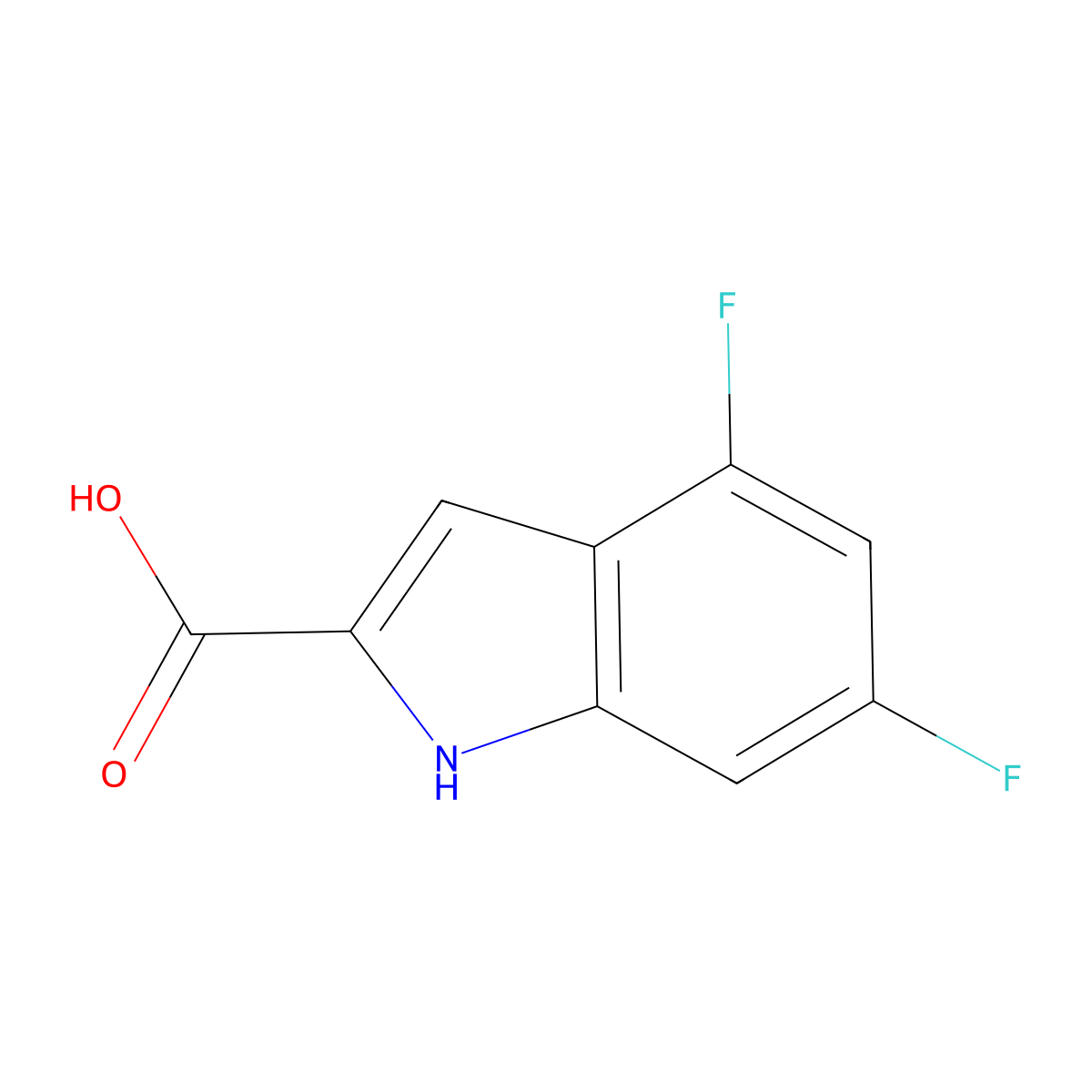 4,6-difluoro-1H-indole-2-carboxylic acid molecular structure, CAS 247564-66-5