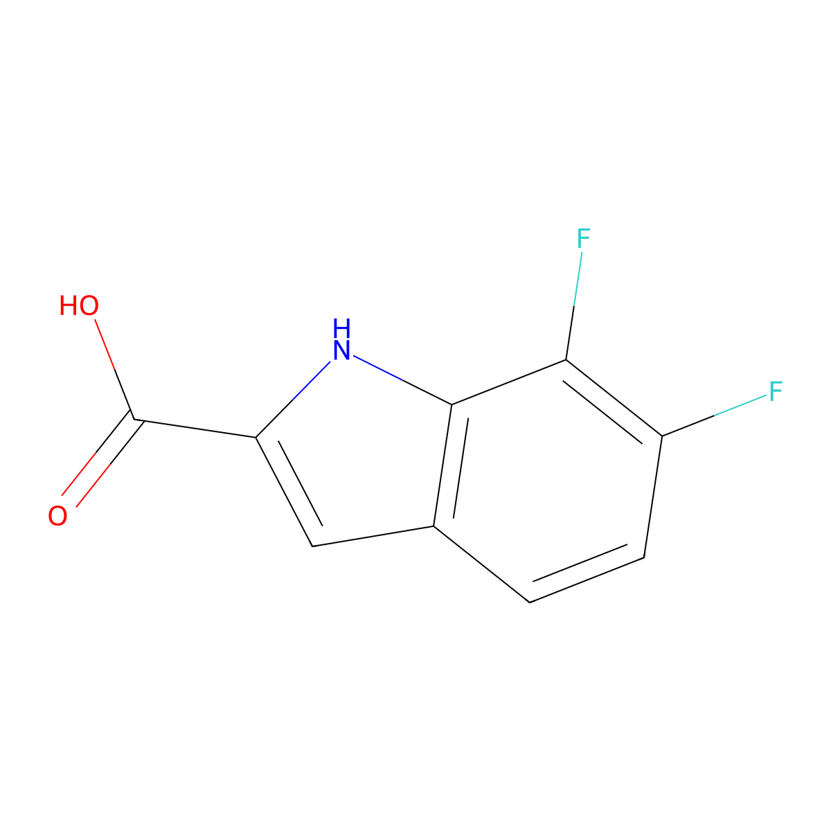 6,7-difluoro-1H-indole-2-carboxylic acid molecular structure, CAS 247564-68-7