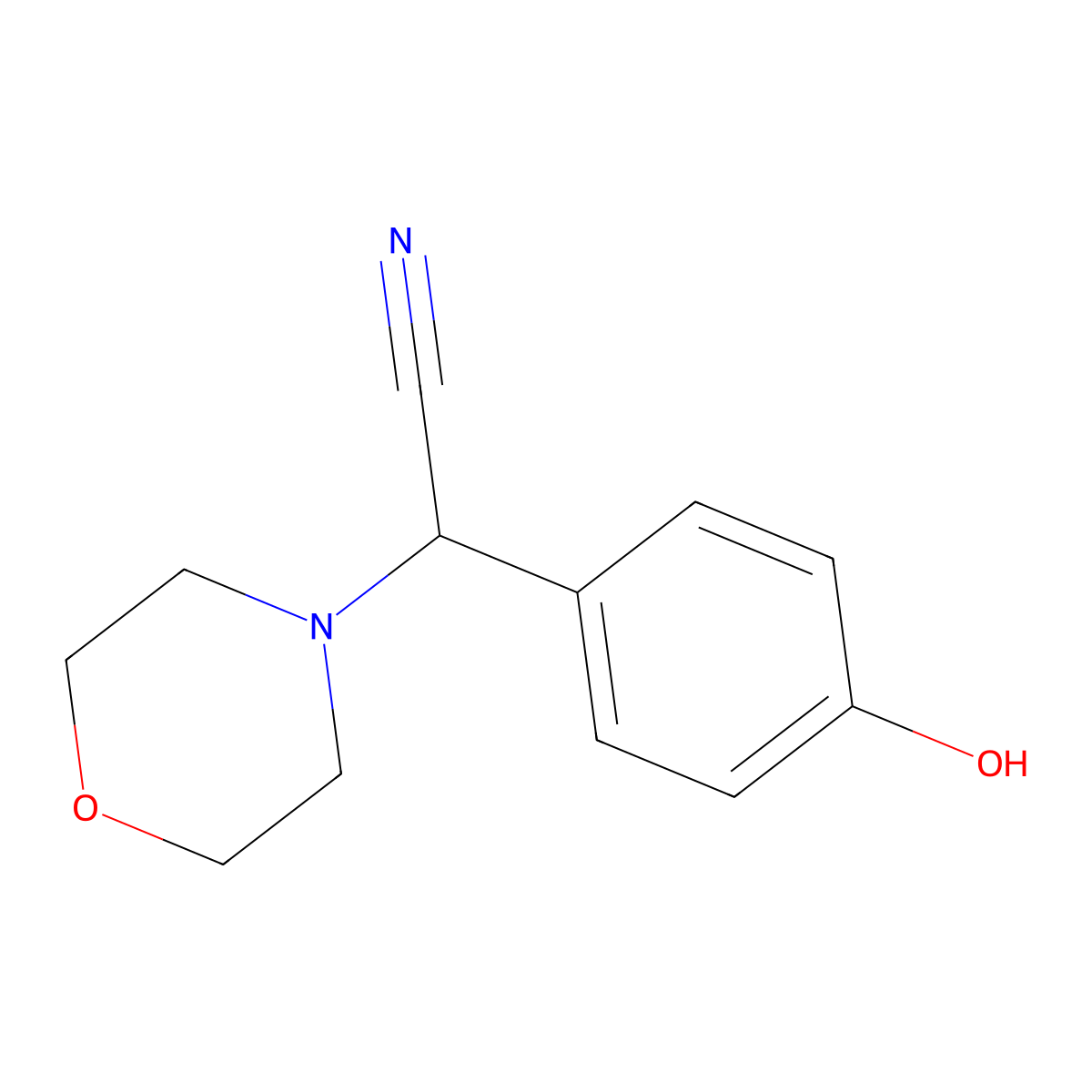 2-(4-Hydroxyphenyl)-2-morpholinoacetonitrile molecular structure, CAS 247565-44-2