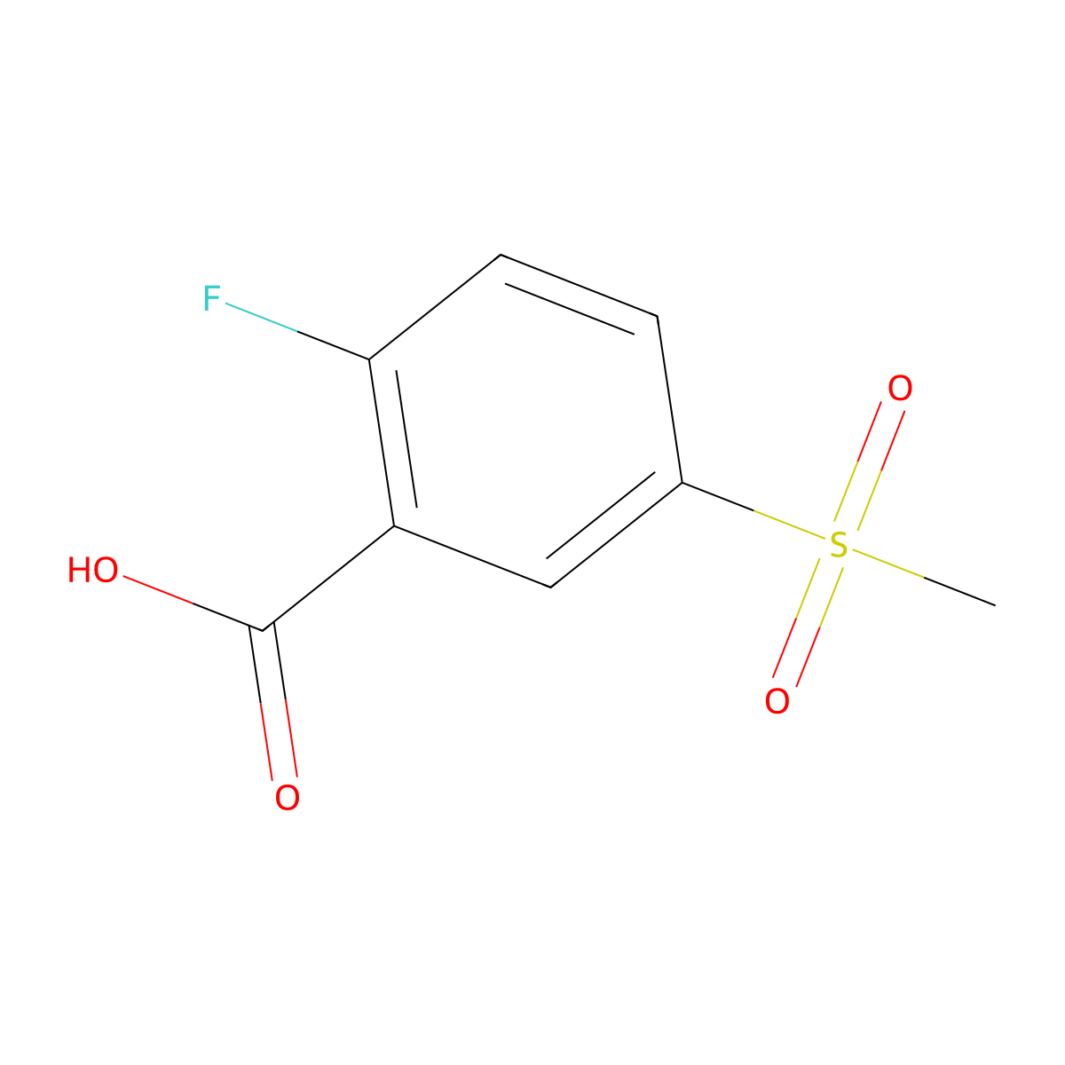 2-Fluoro-5-methanesulfonyl-benzoic acid molecular structure, CAS 247569-56-8