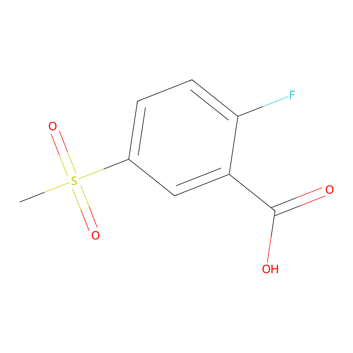 2-Fluoro-5-methanesulfonyl-benzoic acid molecular structure, CAS 247569-56-8