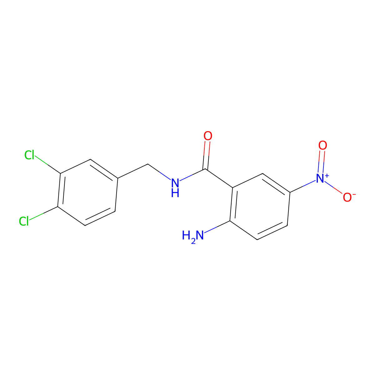 2-amino-N-(3,4-dichlorobenzyl)-5-nitrobenzamide molecular structure, CAS 247569-82-0