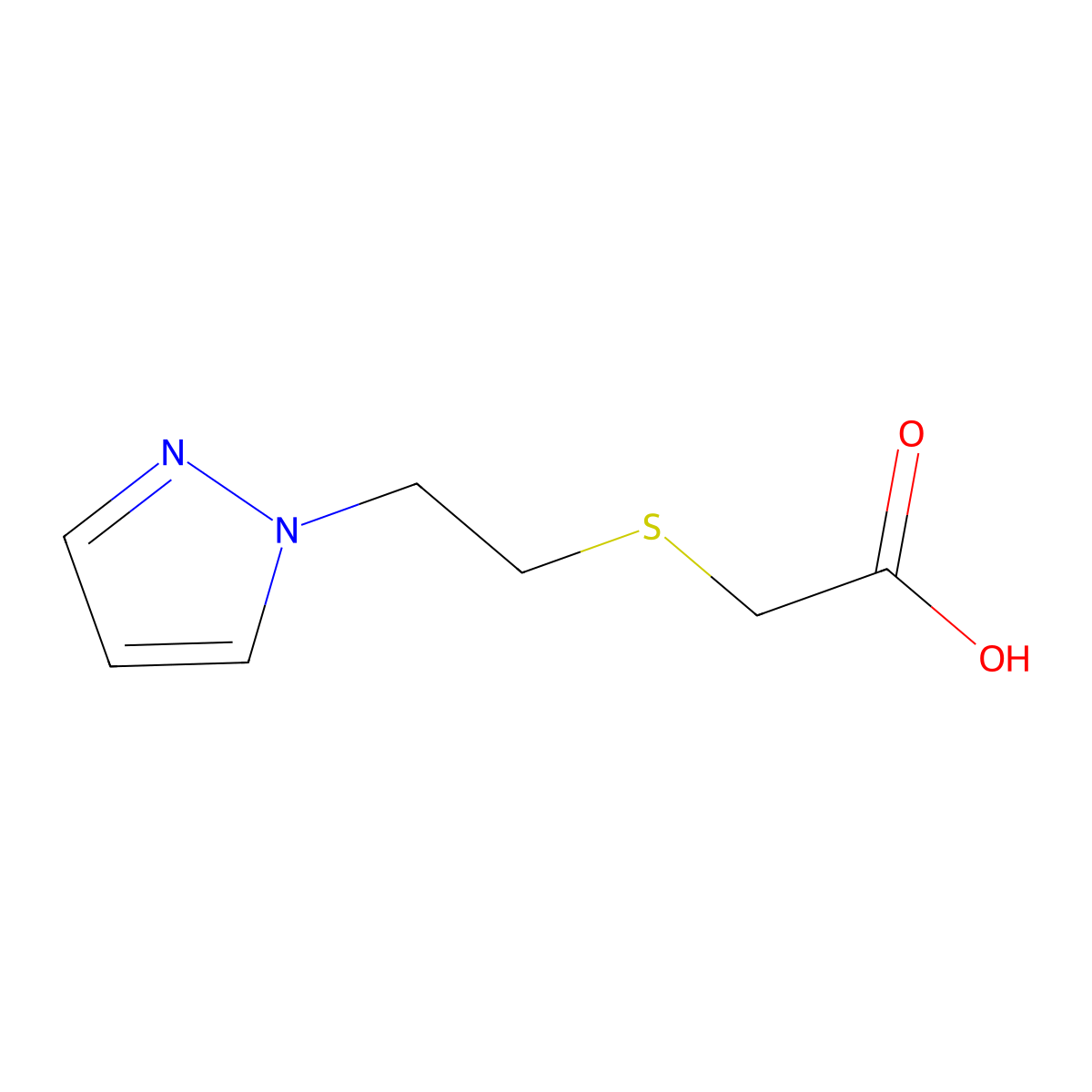 (2-Pyrazol-1-yl-ethylsulfanyl)-acetic acid molecular structure, CAS 247571-75-1