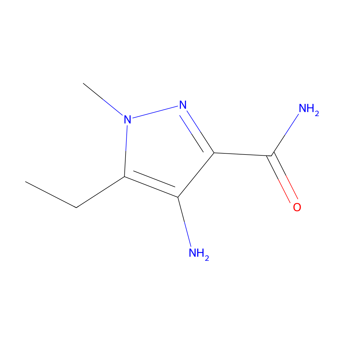4-Amino-5-ethyl-1-methyl-1H-pyrazole-3-carboxylic acid amide molecular structure, CAS 247583-80-8