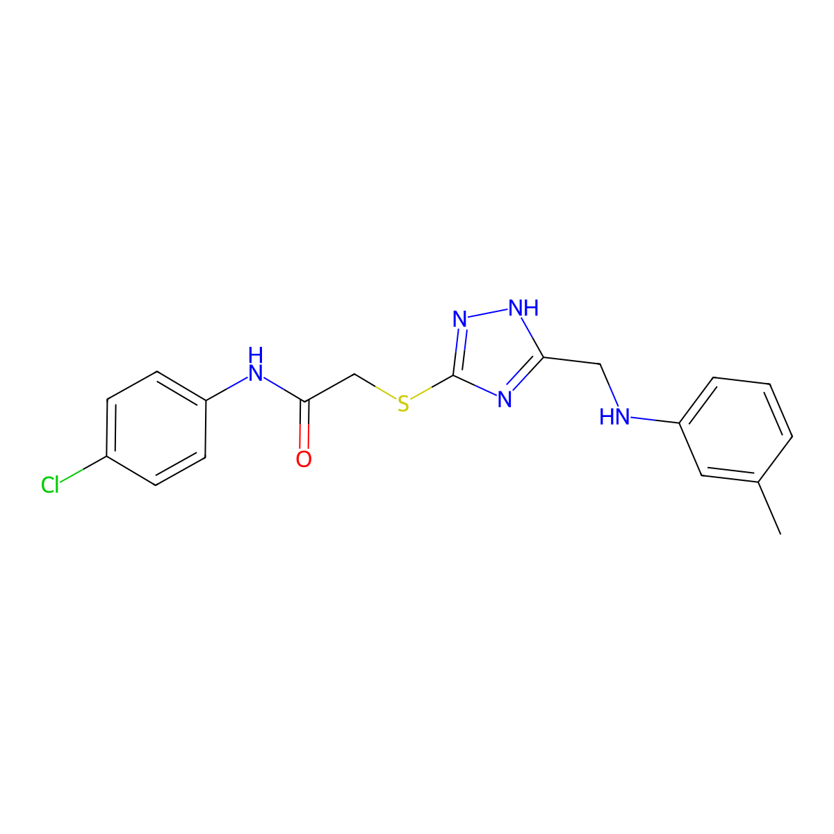 N-(4-Chlorophenyl)-2-((3-((m-tolylamino)methyl)-1H-1,2,4-triazol-5-yl)thio)acetamide molecular structure, CAS 247592-60-5
