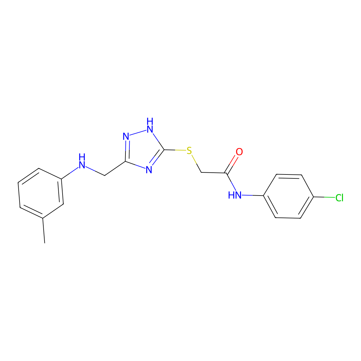 N-(4-Chlorophenyl)-2-((3-((m-tolylamino)methyl)-1H-1,2,4-triazol-5-yl)thio)acetamide molecular structure, CAS 247592-60-5
