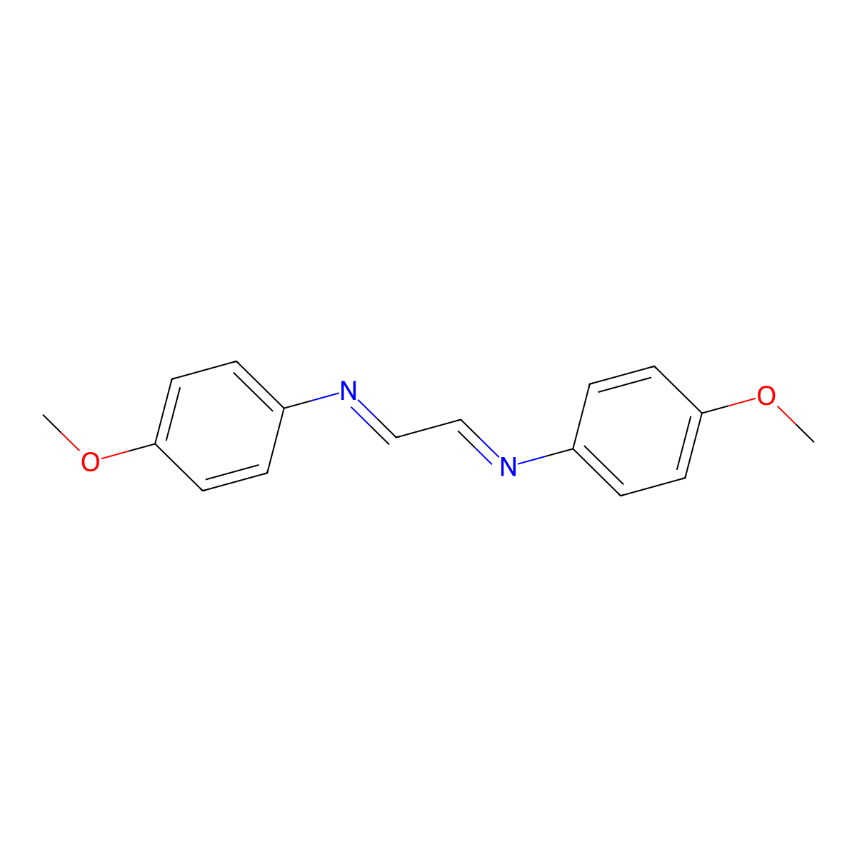 Benzenamine, N,N'-1,2-ethanediylidenebis[4-methoxy- molecular structure, CAS 24764-91-8