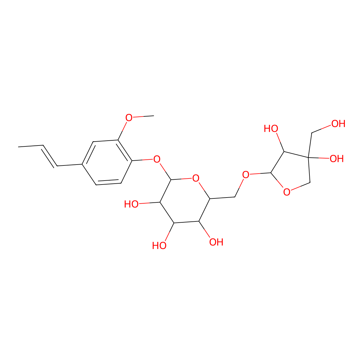2-Methoxyphenyl-4-propylene-1-O-beta-apiofuranosyl-(1-6)-beta-glucopyranoside molecular structure, CAS 2476709-47-2