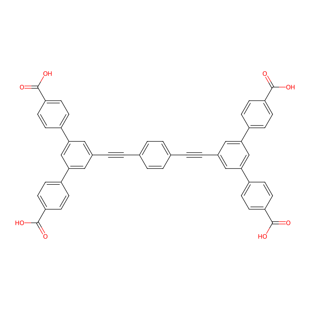 5',5''''-(1,4-Phenylenebis(ethyne-2,1-diyl))bis(([1,1':3',1''-terphenyl]-4,4''-dicarboxylic acid)) molecular structure, CAS 2476800-63-0