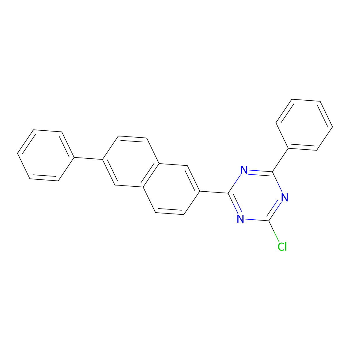 2-Chloro-4-phenyl-6-(6-phenylnaphthalen-2-yl)-1,3,5-triazine molecular structure, CAS 2476829-04-4