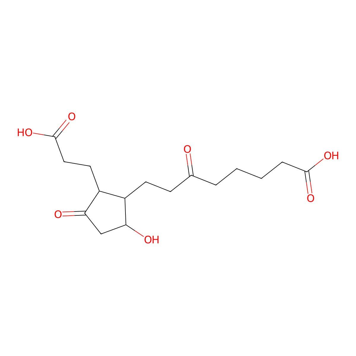 11alpha-Hydroxy-9,15-dioxo-2,3,4,5-tetranorprostane-1,20-dioic acid molecular structure, CAS 24769-56-0