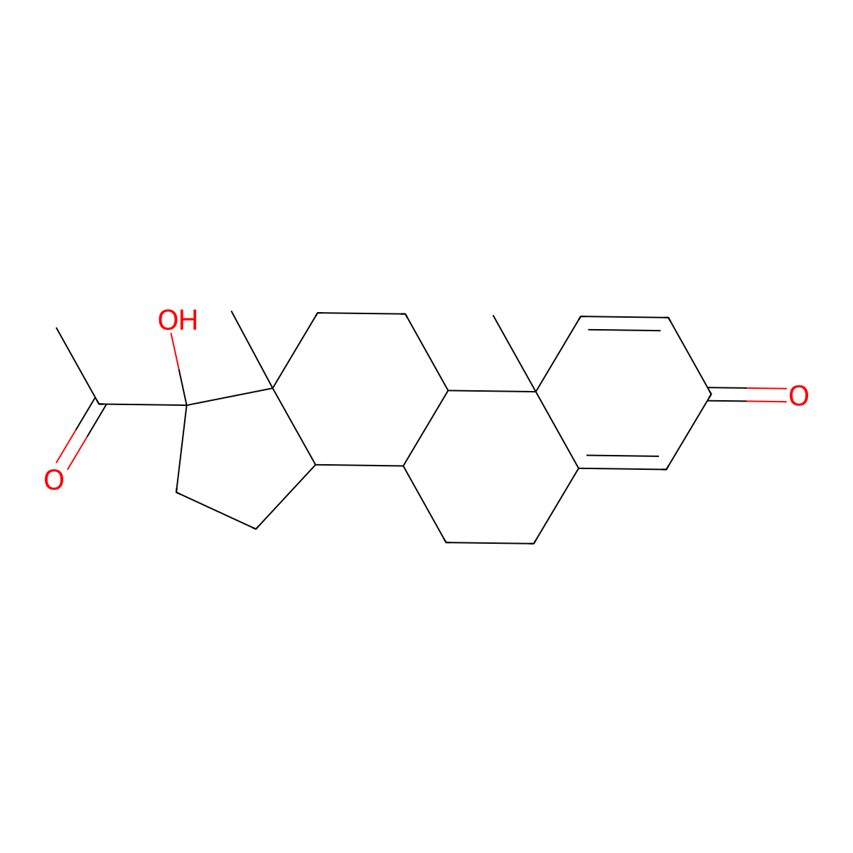 17-Hydroxypregna-1,4-diene-3,20-dione molecular structure, CAS 2477-61-4