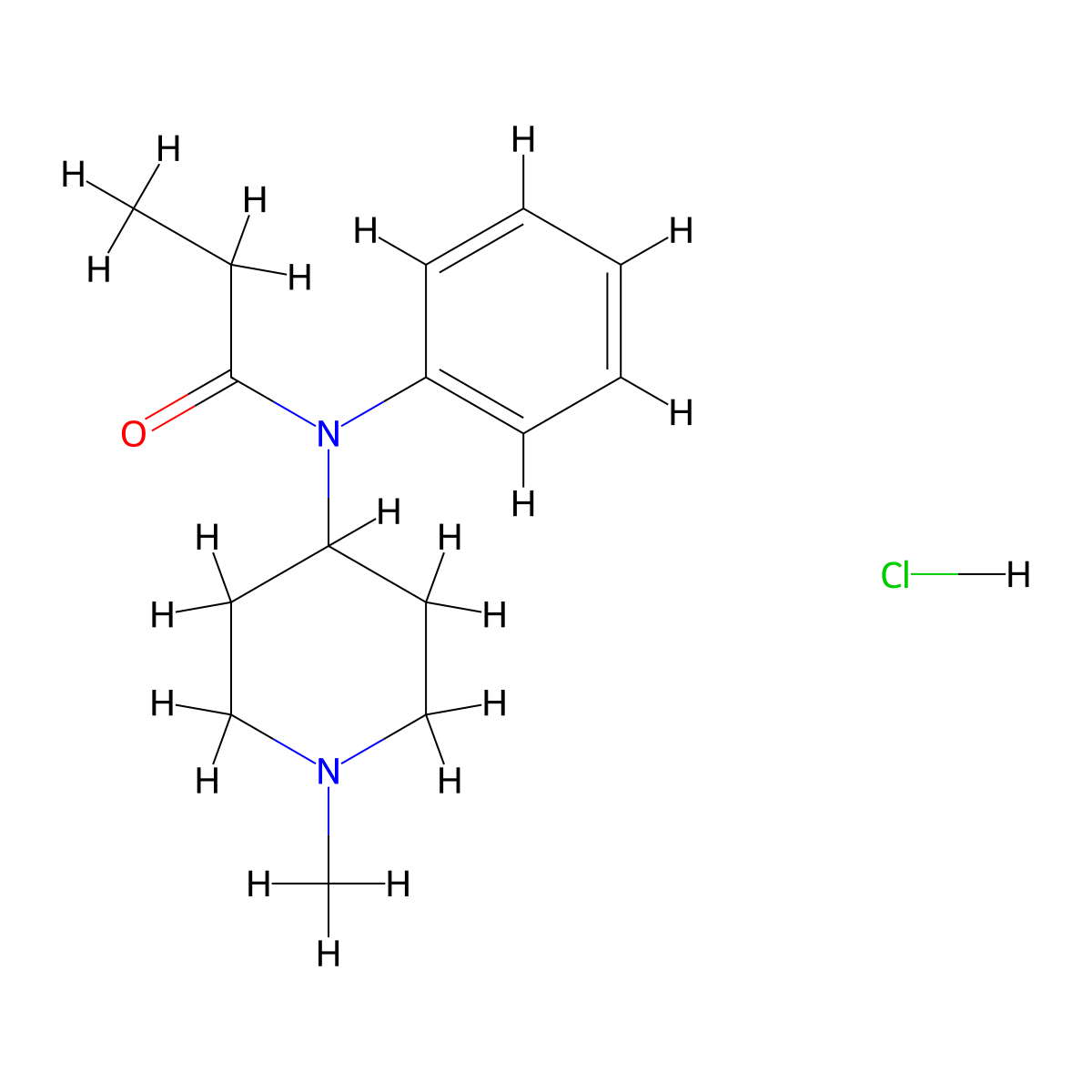 N-(1-methyl-4-piperidinyl)-N-phenyl-propanamide,monohydrochloride molecular structure, CAS 24775-71-1