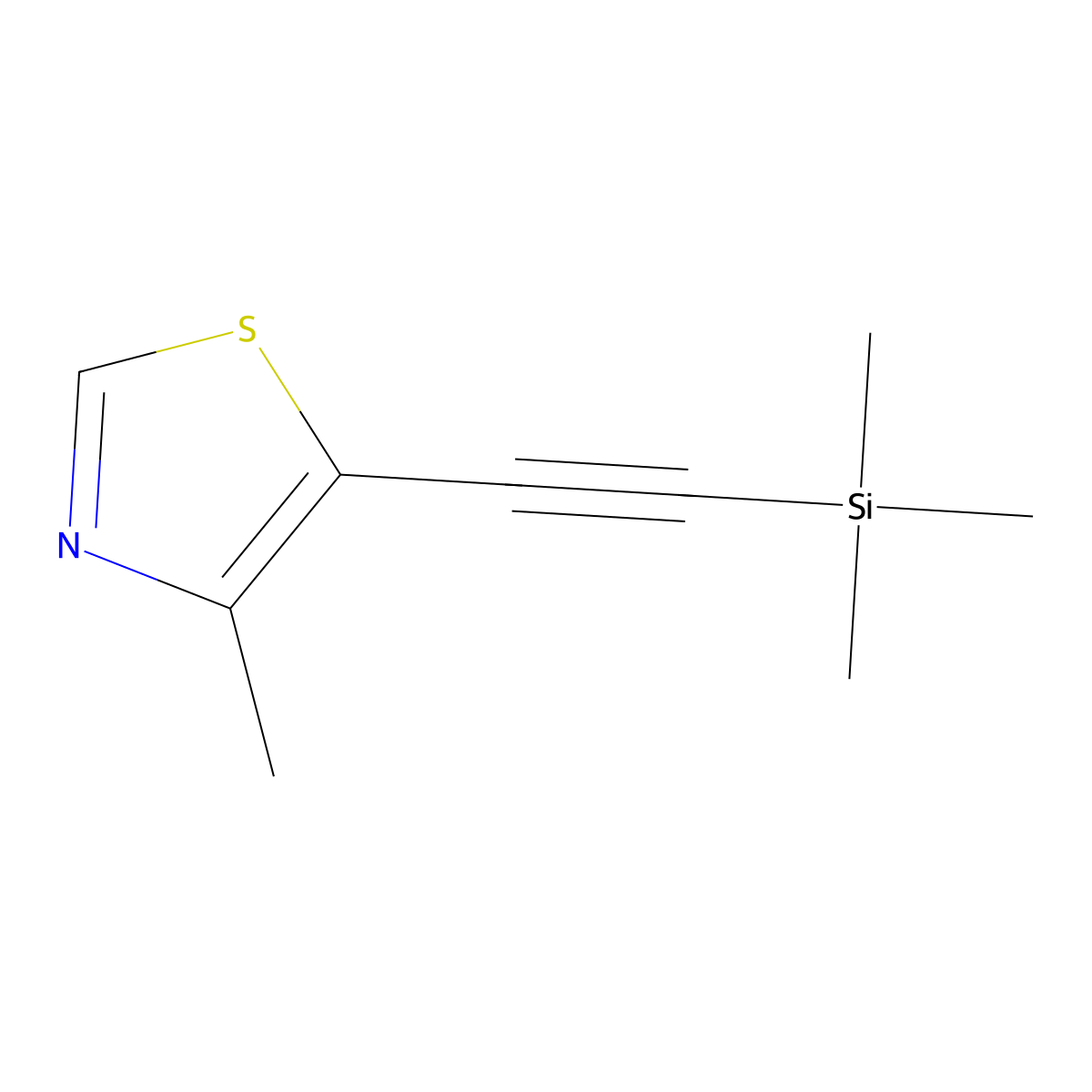 4-Methyl-5-((trimethylsilyl)ethynyl)thiazole molecular structure, CAS 2477691-58-8