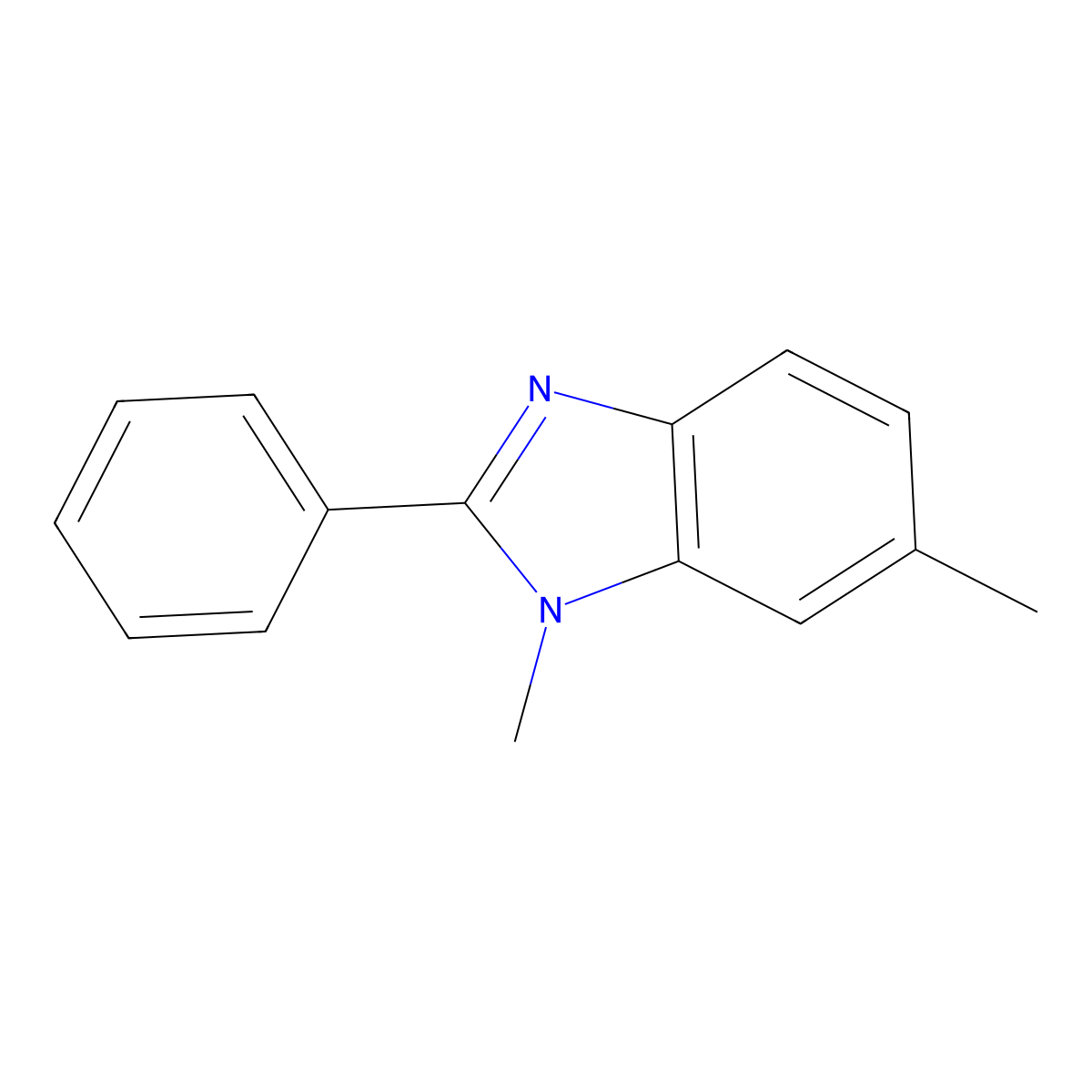 1,6-dimethyl-2-phenyl-1H-benzimidazole molecular structure, CAS 24780-87-8