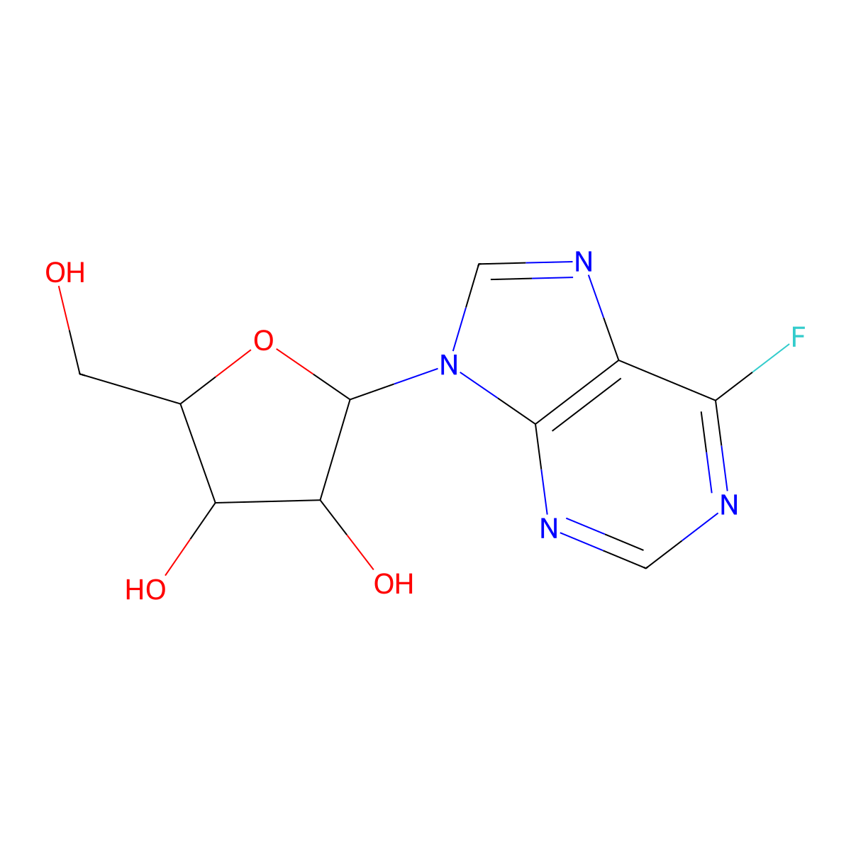 (2R,3R,4S,5R)-2-(6-fluoropurin-9-yl)-5-(hydroxymethyl)oxolane-3,4-diol molecular structure, CAS 24784-69-8