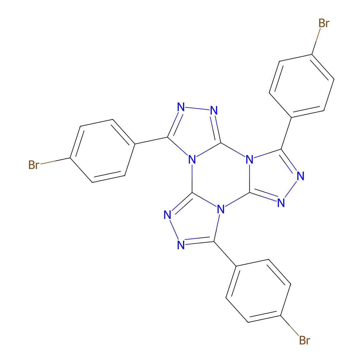 3,7,11-Tris(4-bromophenyl)tris-1,2,4-triazolo[4,3-A:4',3'-C:4'',3''-E][1,3,5]triazine molecular structure, CAS 2478445-54-2