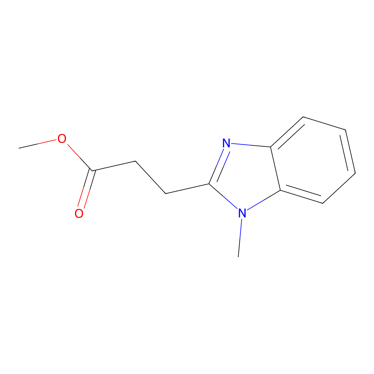 methyl 3-(1-methyl-1H-benzimidazol-2-yl)propanoate molecular structure, CAS 24786-76-3