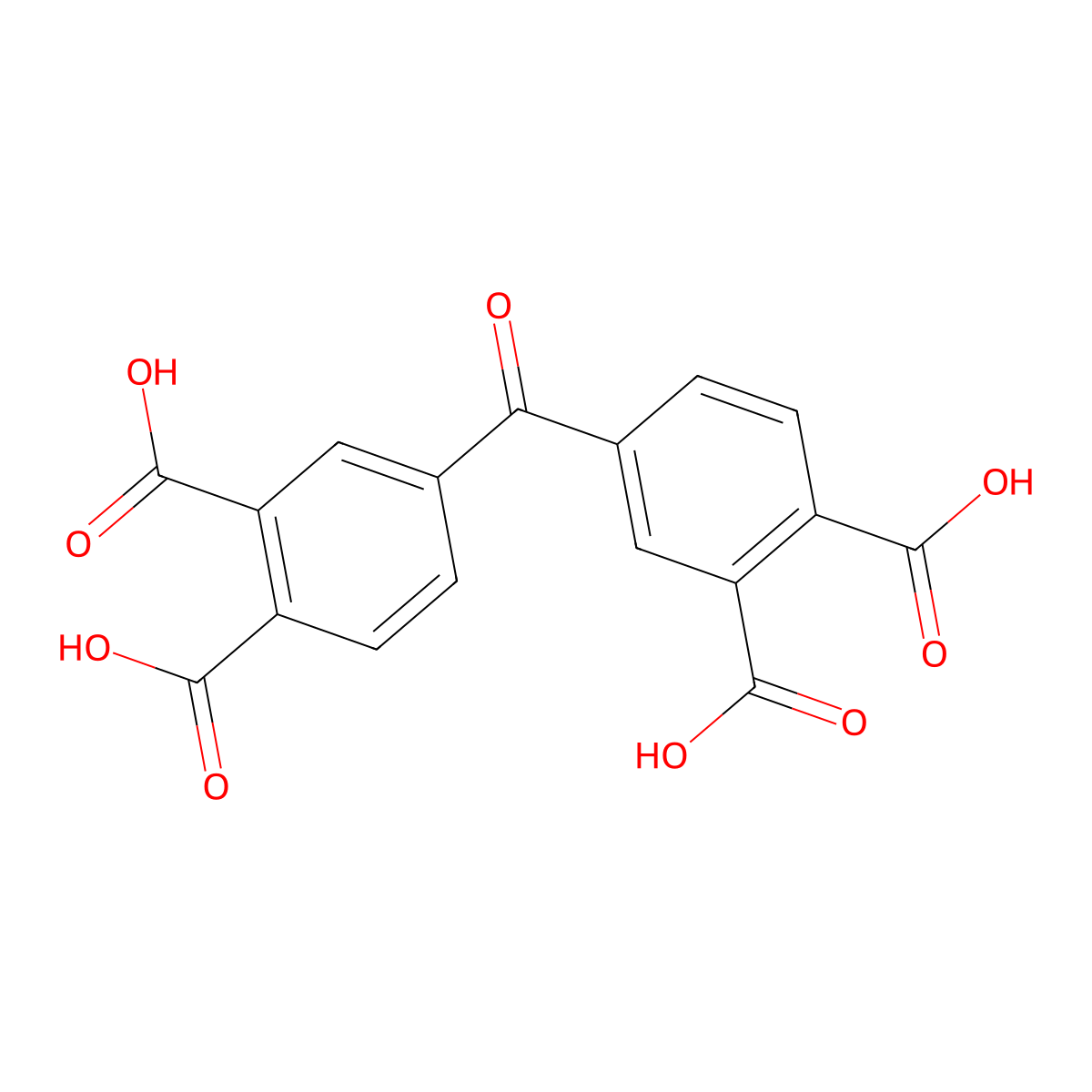 Benzophenonetetracarboxylic acid molecular structure, CAS 2479-49-4
