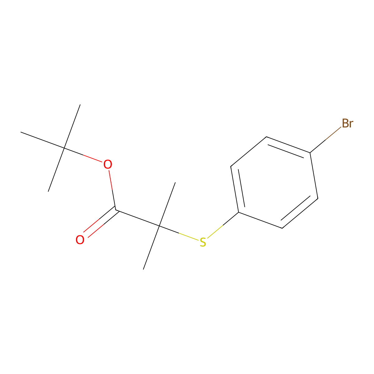 Tert-butyl 2-(4-bromophenylthio)-2-methylpropanoate molecular structure, CAS 247923-30-4