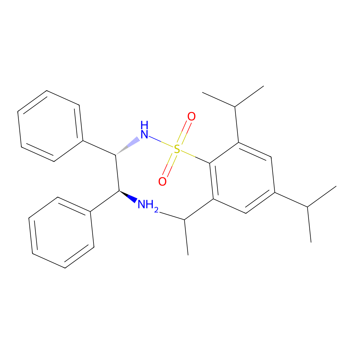 N-((1S,2S)-2-Amino-1,2-diphenylethyl)-2,4,6-triisopropylbenzenesulfonamide , (S,S)-TipsDPEN molecular structure, CAS 247923-41-7