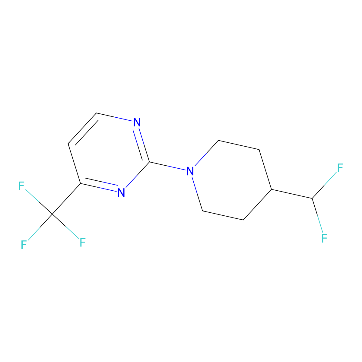 2-[4-(Difluoromethyl)piperidin-1-yl]-4-(trifluoromethyl)pyrimidine molecular structure, CAS 2479331-78-5