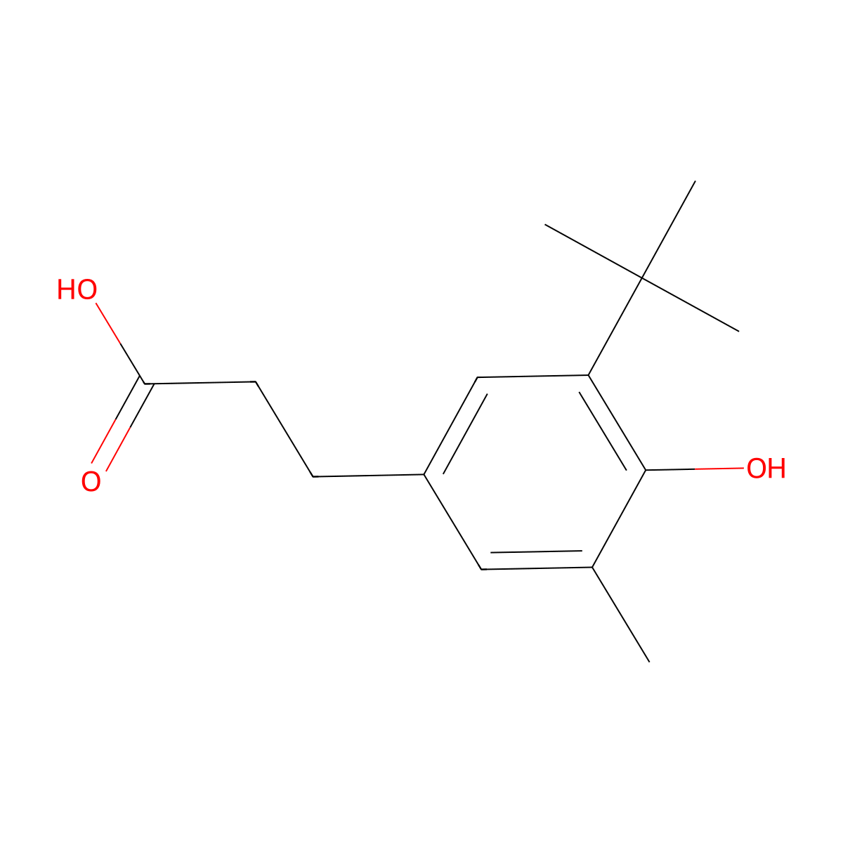 3-(1,1-Dimethylethyl)-4-hydroxy-5-methylbenzenepropanoic acid molecular structure, CAS 24794-55-6