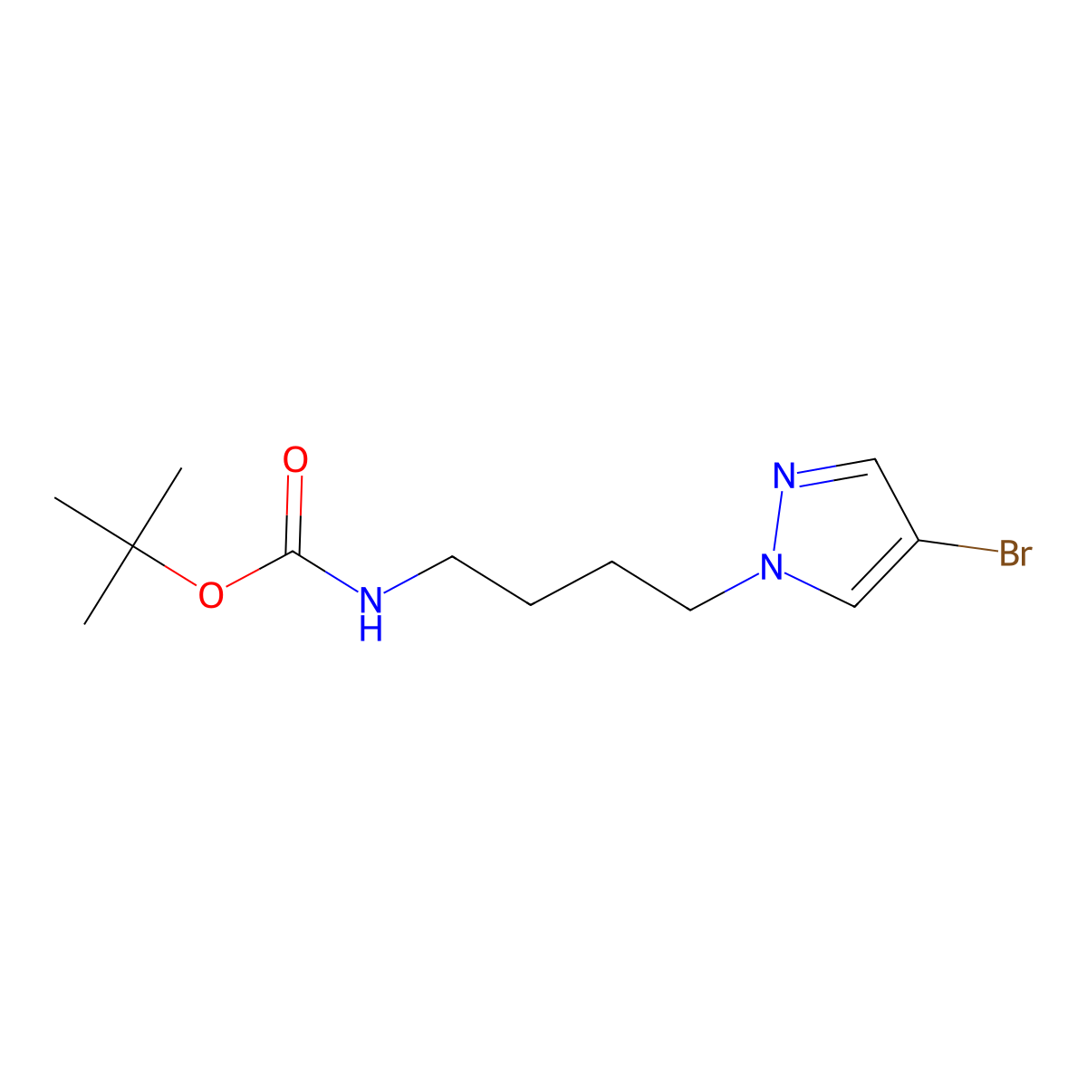 tert-butyl N-[4-(4-bromo-1H-pyrazol-1-yl)butyl]carbamate molecular structure, CAS 2479427-37-5