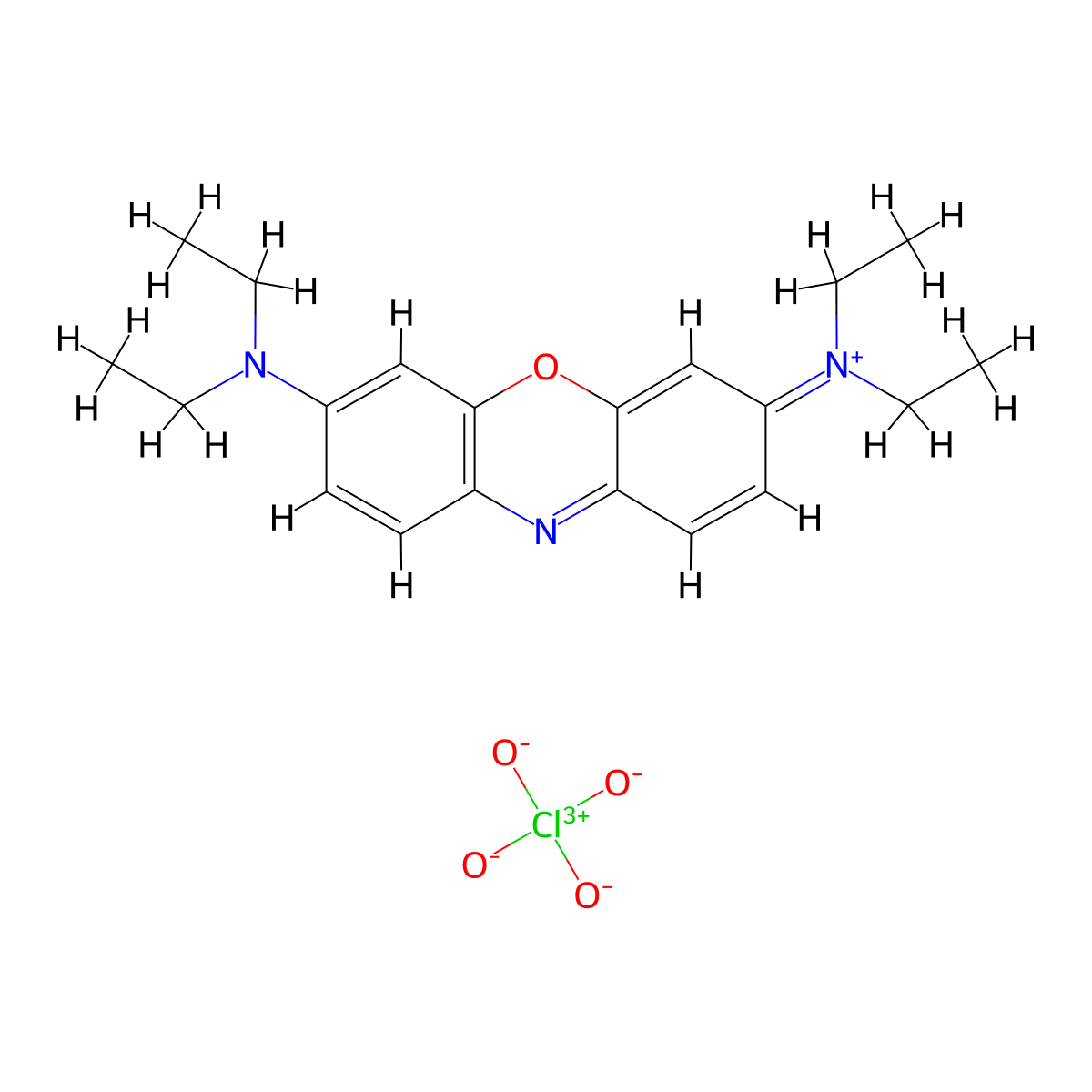Phenoxazin-5-ium, 3,7-bis(diethylamino)-, perchlorate molecular structure, CAS 24796-94-9